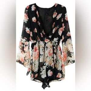 Floral Black Romper